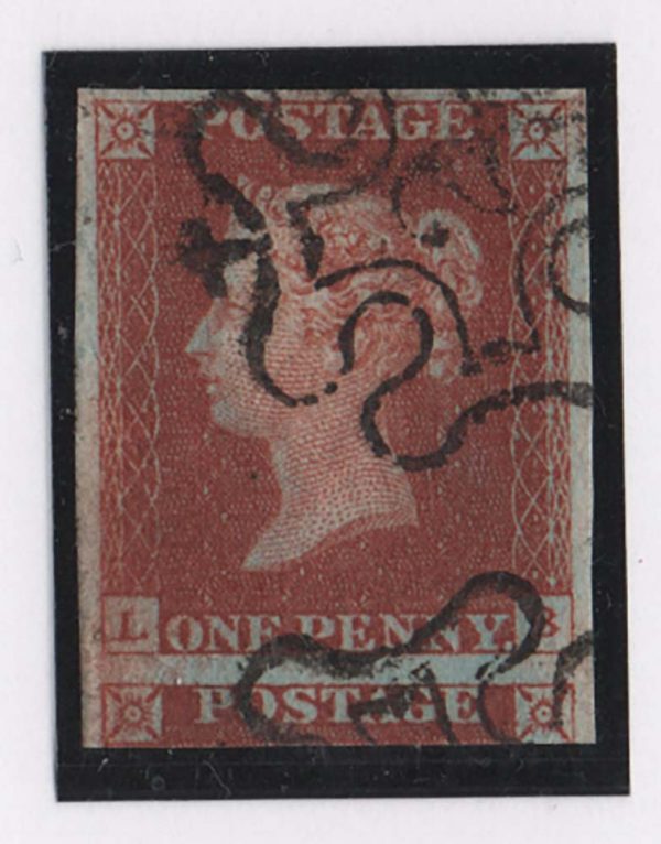 GB 1841 1d red plate 31 LB vfu, crisp '2 in MX', 4 good-huge margins