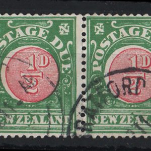 New Zealand 1925 Postage Dues ½d perf 14 Cowan paper sgD33 vfu pair c£130