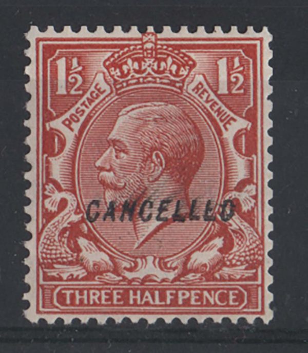 GB 1924 1½d bright chestnut sg420var ovpt Cancelled type 28 um c£110 as mm