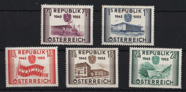 Austria 1955 10th Anniversary of  Republic sg1269-73 um c£85