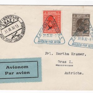 Yugoslavia 1930 First Flight cover to Austria 31.5.30 - v fine