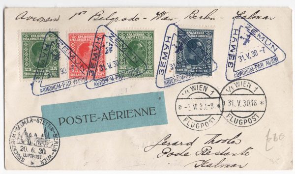 Yugoslavia 1930 First Flight cover to Sweden 31.5.30 - v fine