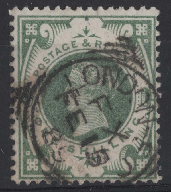 GB 1887 1s green vfu, neat squared cds sg211 c£80