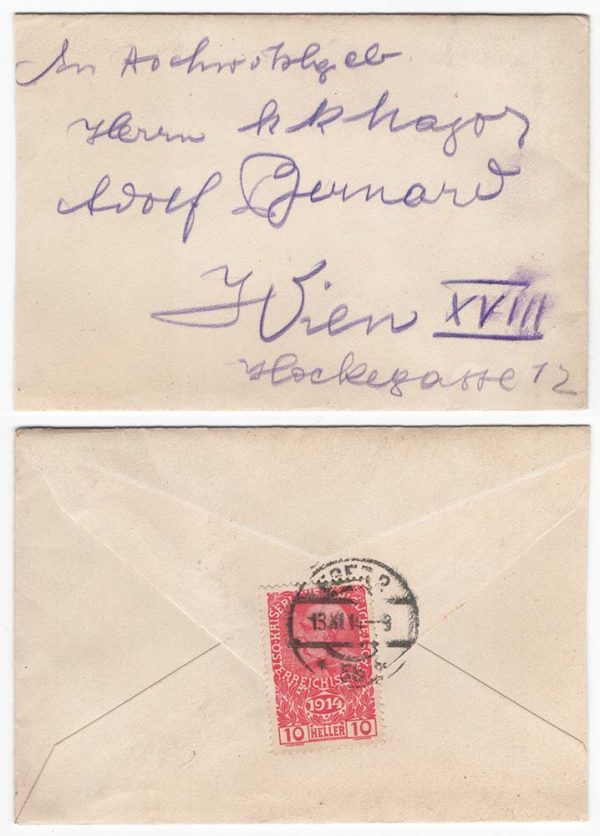 Austria 1914 Neat cover to Vienna, 10h War Charity stamp used as a seal