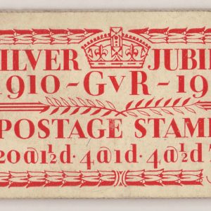 GB Booklets  BB28 Silver Jubilee 3s edition 296, ½d pane gum fox on one stamp