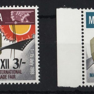 Malta 1968 International Trade Fair 8d & 3s sg403-4 r5/1 broken line right of MX