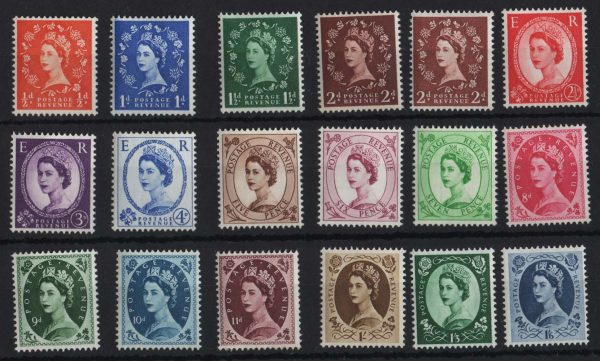 GB 1955 Edward wmk ½d - 1/6d set of 18 um