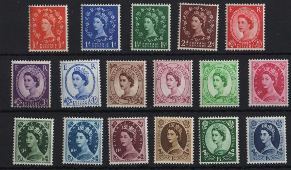 GB 1952 Tudor wmk ½d - 1/6d set of 17 um