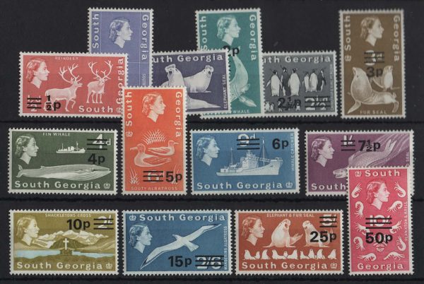 Falklands Deps 1971 Decimal ovpt set sg18-31 um, 50p on 10s is the scarcer ovpt