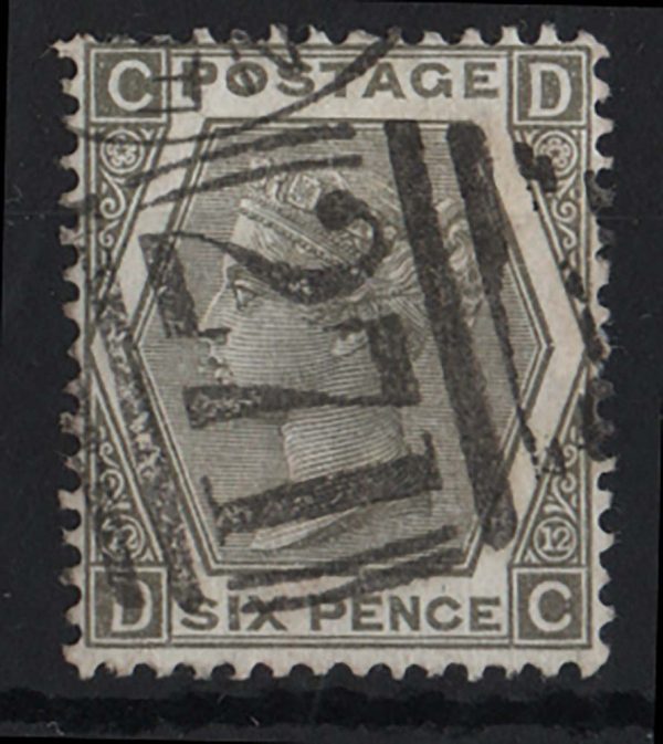 GB 1872 6d grey plate 12 sg125, couple short perfs otherwise vfu, crips duplex