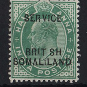 Somaliland 1903 ½a Official with BRT SH variety sgO6a f mint minor wrinkle c£95