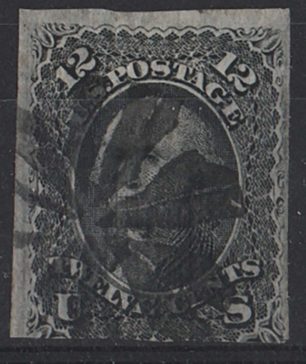 USA 1867 Washington 12c grey-black, grill 9x13 gu 3 large margins sg99 c£300
