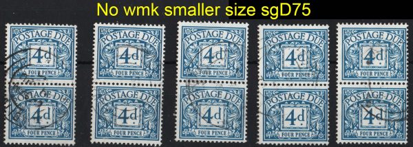 GB 1968 Postage Dues no wmk 4d smaller size sgD75 vfu, 10 copies c£67.50