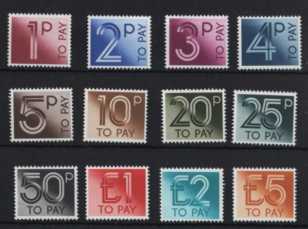 GB 1982 Postage dues 1p - £5 set of 12 um sgD90-101