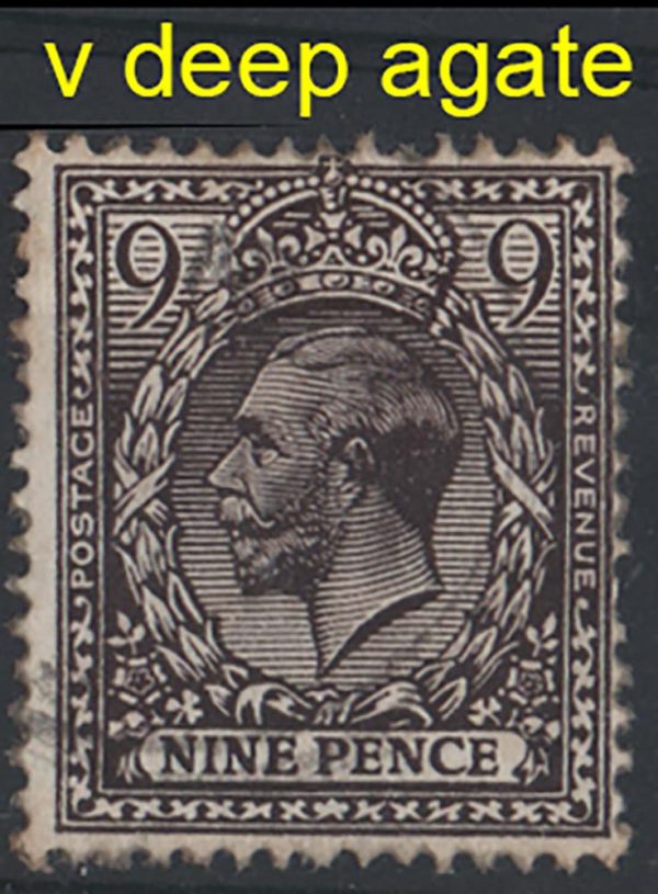 GB 1912 9d very deep agate sg393var Spec N29(4) fu, scarce shade c£300