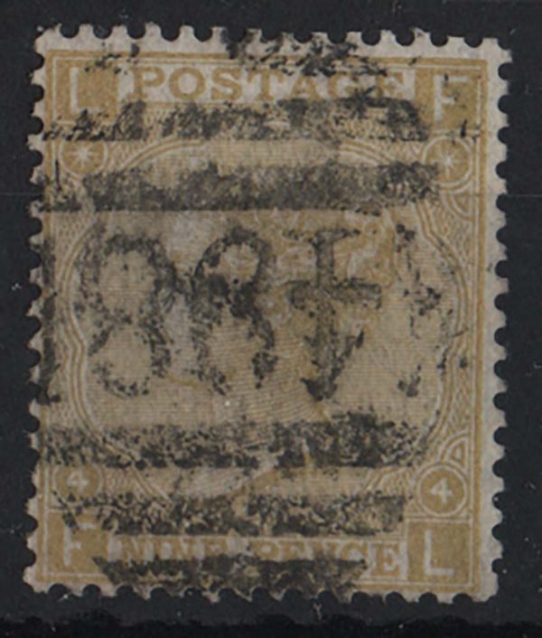 GB 1867 9d straw vgu sg110 c£325
