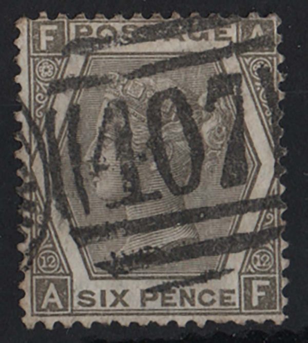 GB 1872 6d grey plate 12 vgu sg125 c£300
