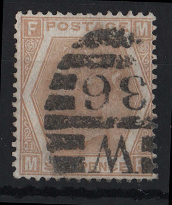 GB 1872 6d buff plate 11 vgu sg123 c£125