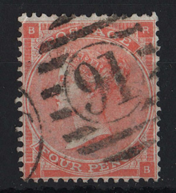 GB 1862 4d bright red fu sg79 c£170