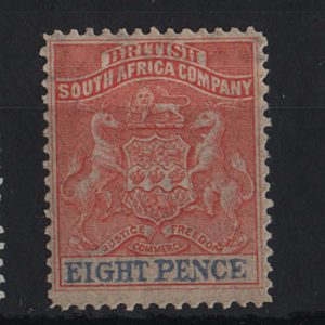 Rhodesia 1892 Thin wove paper 2d, 8d, 4s sg20, 24, 26 vf mint c£126
