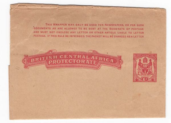 Nyasaland 1899 BCA Wrapper 1d carmine on buff, unused