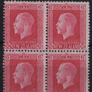 New Zealand 1915 6d carmine perf 14x14½ um blk of 4 sg425d c£100