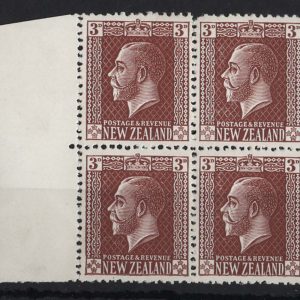 New Zealand 1915 3d chocolate Jones paper p14x15 CPK19b(1) sg443var f mint