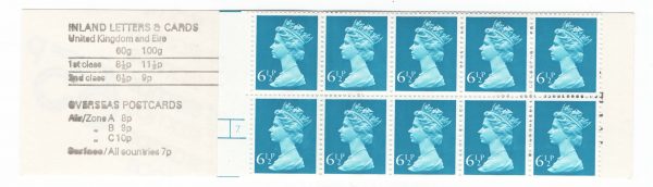 GB Booklets - Folded (good perfs)  FC1A 65p LM cyl 7 dot, good perfs