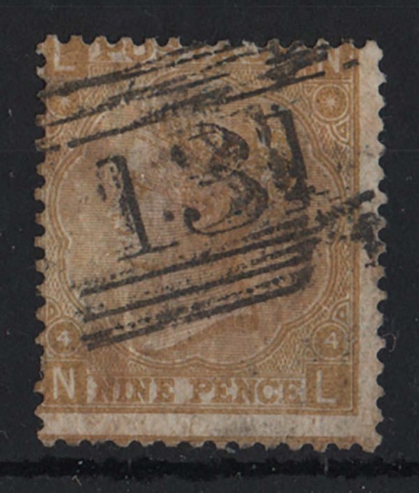 GB 1867 9d deep straw vgu minor wrinkle sg110var Spec J96(3) c£400