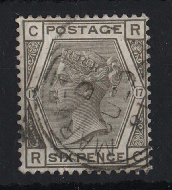 GB 1873 6d grey plate 17 vfu well-centred sg147, fine squared cds £180 - a joy t