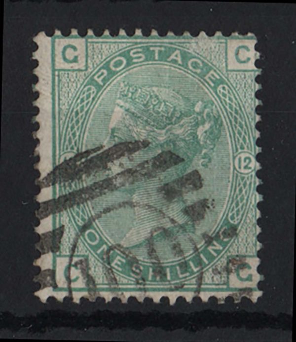 GB 1873 1s green plate 12 vfu sg150 c£160