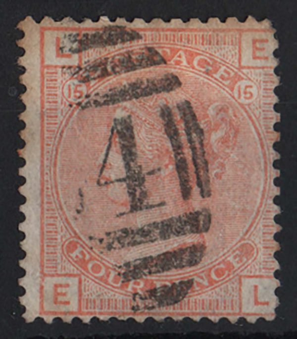 GB 1876 4d vermilion sg152 plate 15, short perfs otherwise vfu c£475