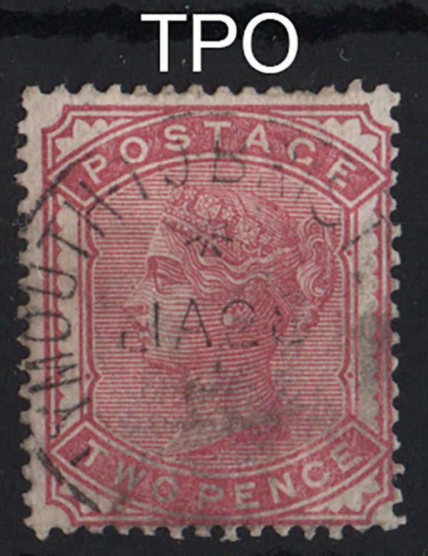 GB 1880 2d rose sg168 vfu, scarce Plymouth to Bristol TPO cds, nice railway item