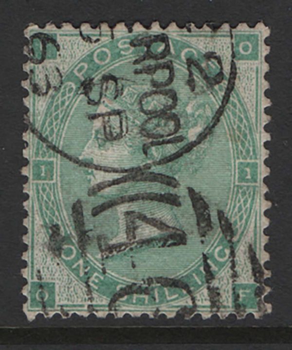 GB 1862 1s green sg90 fu, crisp duplex c£300