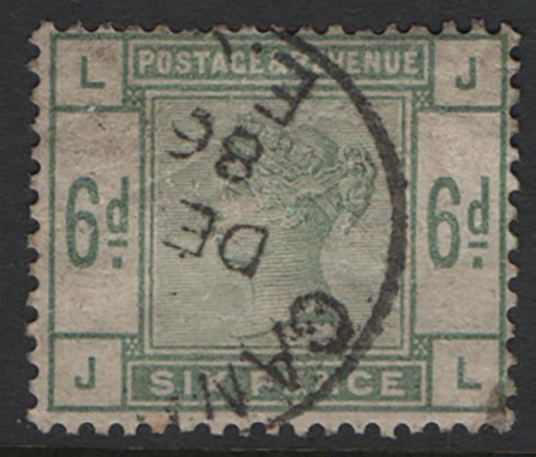 GB 1883 6d green sg194 fu cds good colour, small mark SE corner c£240