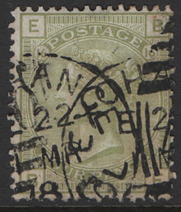 GB 1876 4d sage green plate 16 gu sg153, good colour c£300