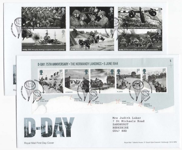 GB 2019 D-Day set and M/sheet FDCs