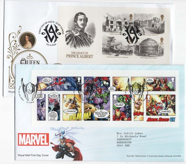 GB 2019 Marvel & Victoria Bicentenary FDCs