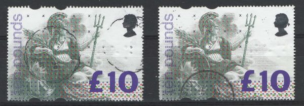 GB 1993 £10 Britannia 2x vfu cds examples