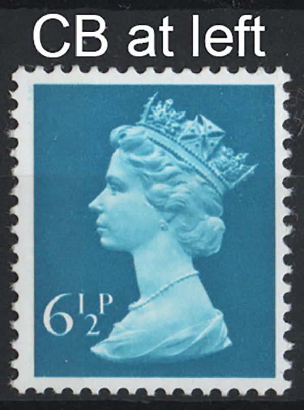 GB 1971 Machin Specialised 6½p CB, ERROR band displaced to left