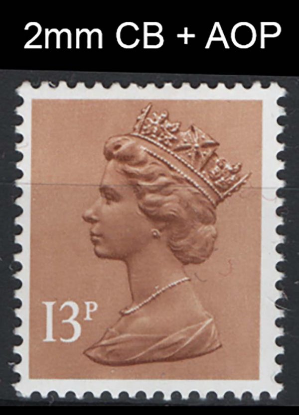 GB 1971 Machin Specialised 13p 2mm CB + AOP um ?unlisted MCC