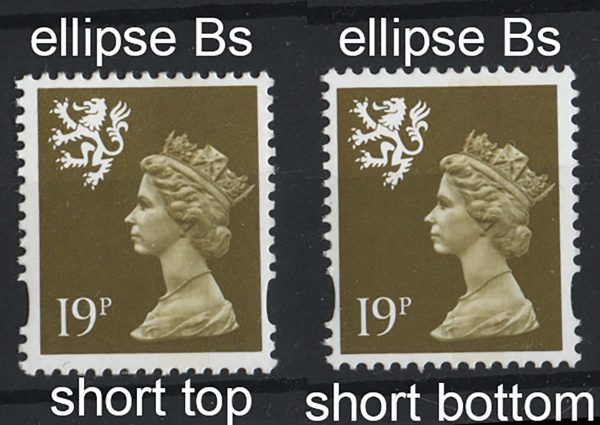 GB 1996 Scotland 19p olive-green yellow fluor ellipse B, short band top um