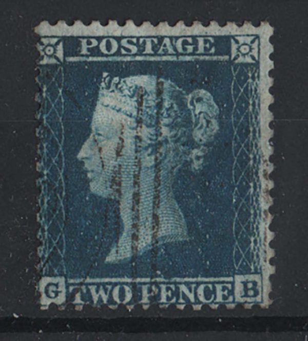 GB 1854 2d blue LC14 plate 5 GB sg34 vfu, light cancel c£70