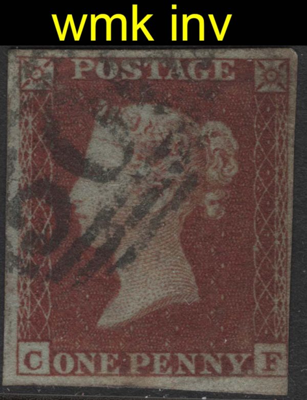 GB 1841 1d red plate 156 CF wmk inverted fu, 4 margins, close lower right c£400