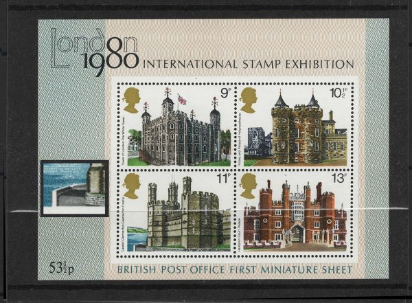 GB 1978 Buildings m/sheet um with 11p break in sea wall variety - SG-catalogued