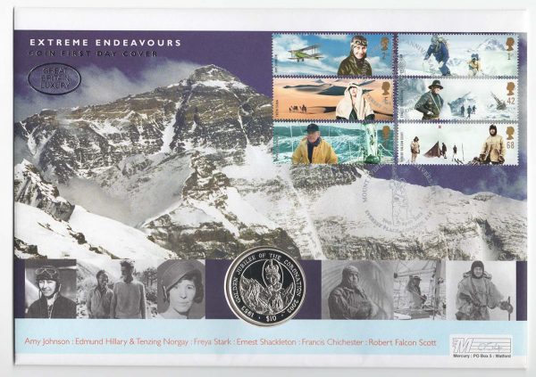 GB 2003 Sterling Silver Coin Cover: FDC Extreme Endeavours set incl Crown-size silver coin