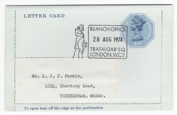 GB 1974 Machin 4½p letter card FDC, rarely seen 28AU74