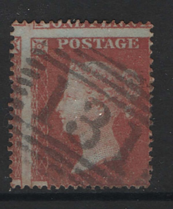 GB 1854 1d red-brown die 1, small crown perf 16 fu, good misperf