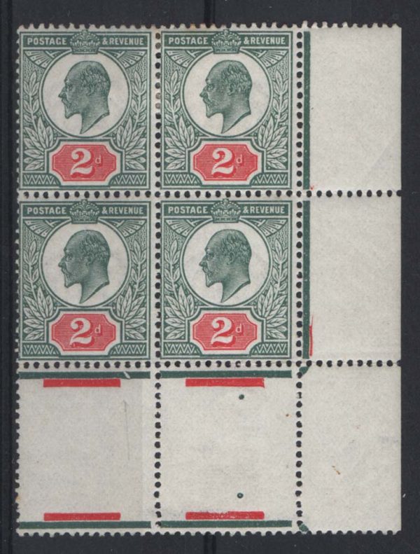 GB 1911 2d deep grey-green & carmine sg291 fine um date cut pair