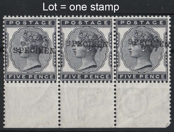 GB 1880 5d indigo sg169 ovpt Specimen type 9 um marginal, gum crease but v fresh